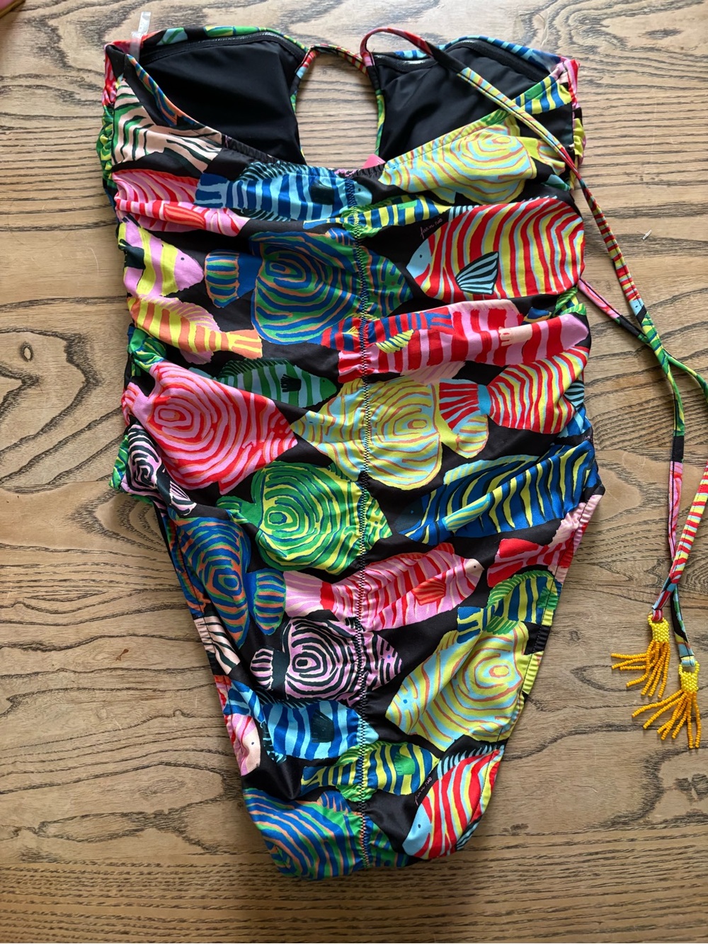 New FARM Rio x Anthropologie Colorful Fish One-Piece Swimsuit Sz L - Picture 8 of 9